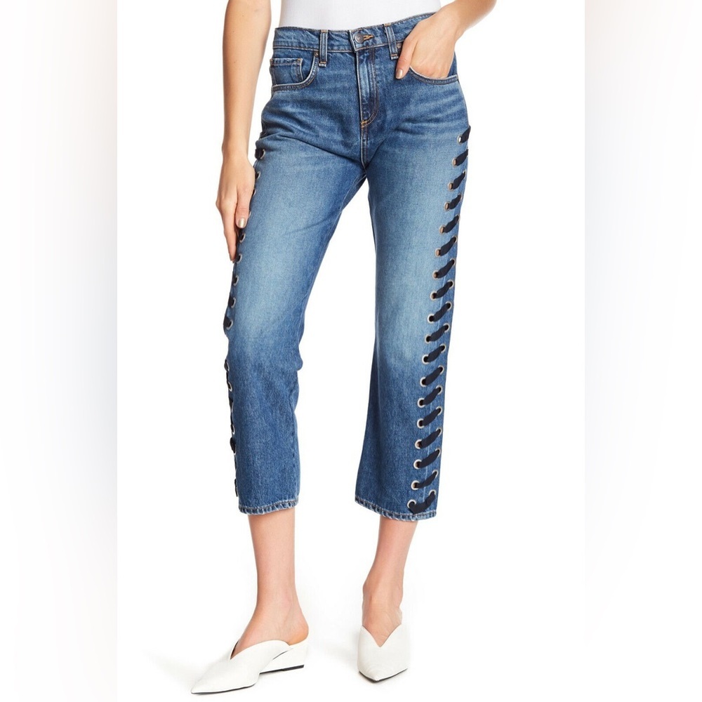 Veronica Beard Ines w/ Girlfriend lace up cropped jeans 24